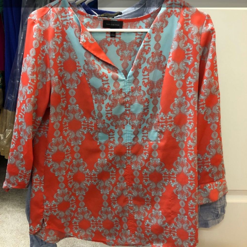 Coral & Teal Paisley Blouse VINTAGE